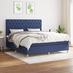 vidaXL Sommier à lattes de lit avec matelas Bleu 160x200 cm Tissu