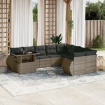 vidaXL Salon de jardin avec coussins 10 Pièces gris résine tressée