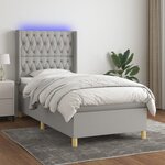 vidaXL Sommier à lattes de lit matelas LED Gris clair 90x190cm Tissu
