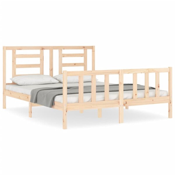 vidaXL Cadre de lit avec tête de lit 160x200 cm bois massif