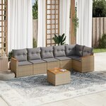 vidaXL Salon de jardin avec coussins 7 Pièces beige résine tressée
