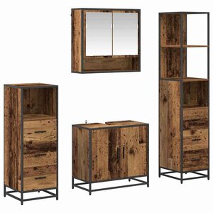vidaXL Ensemble de mobilier de salle de bain 4 Pièces Bois Ancien