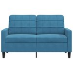 vidaXL Canapé à 2 places Bleu 120 cm Velours