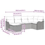 Ensemble de canapé de jardin 6 pièces avec coussins gris clair en poly rotin