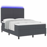 vidaXL Lit à ressort LED Gris foncé et blanc 140 x 200 cm