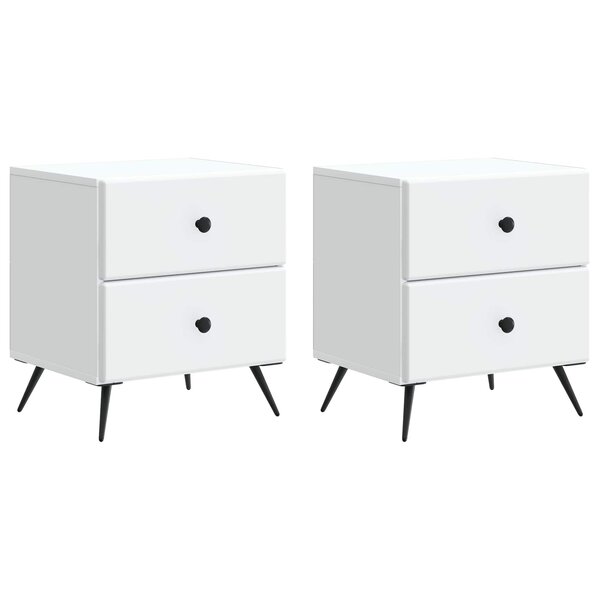 vidaXL Cabinet de chevet avec tiroir 2 Pièces Blanc 43 x 34 5 x 47 5 cm