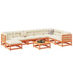 vidaXL Salon de jardin 9 Pièces avec coussins marron cire bois pin massif