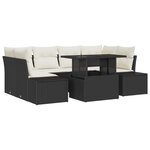 vidaXL Ensemble de canapé de jardin 7 pièces avec coussins Noir Poly Rattan