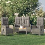 vidaXL Ensemble à manger jardin 4Pièces et coussins Gris Résine tressée