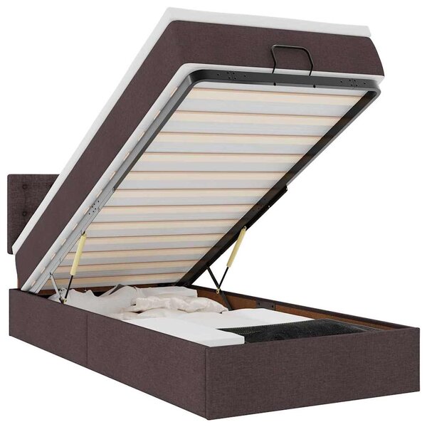 vidaXL Cadre de lit ottoman avec matelas marron foncé 80x200 cm tissu