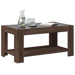 vidaXL Table basse avec LED chêne marron 93x53x45 cm bois d'ingénierie