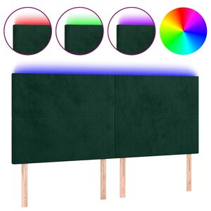 vidaXL Tête de lit à LED Vert foncé 200x5x118/128 cm Velours