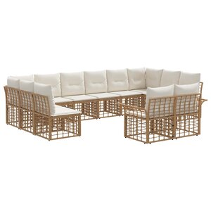 vidaXL Ensemble de canapés d'extérieur 12 pc Blanc Naturel et Crème