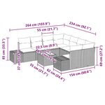 vidaXL Ensemble de 9 Canapés de Jardin avec Coussins Gris Poly Rattan