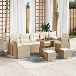 vidaXL Ensemble de canapé de jardin avec coussin 10 Pièces Beige  Crème