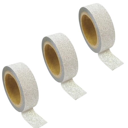 3 masking tapes à paillettes 1 5 cm x 5 m - Argenté