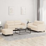 vidaXL Ensemble de canapés 3 Pièces avec coussins beige tissu microfibre