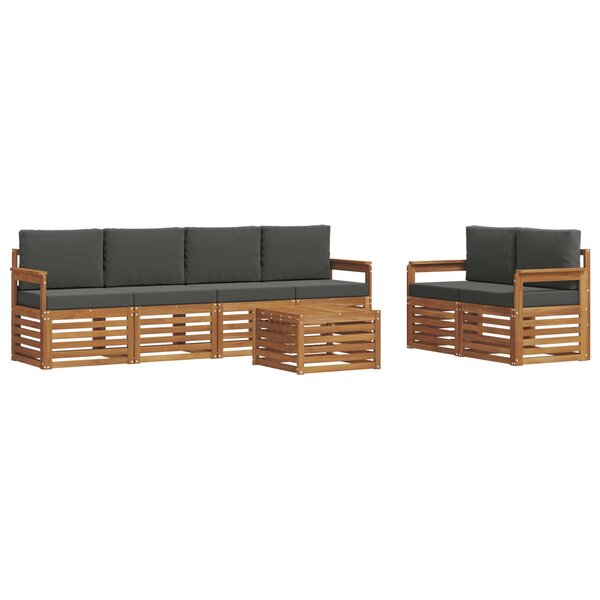 vidaXL Ensemble de canapés d'extérieur 7 pc Naturel et Anthracite