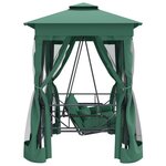 vidaXL Tonnelle de jardin banc pivotant convertible vert tissu acier