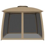 vidaXL Tonnelle avec double toit et parois en filet taupe acier