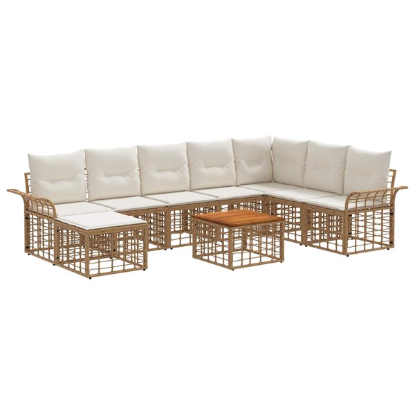 vidaXL Ensemble de canapés d'extérieur 9 pc Blanc Naturel et Crème