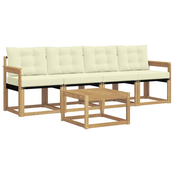 vidaXL Ensemble de canapés d'extérieur 5 pc Blanc et crème