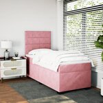 vidaXL Sommier à lattes de lit avec matelas Rose 90x200 cm Velours