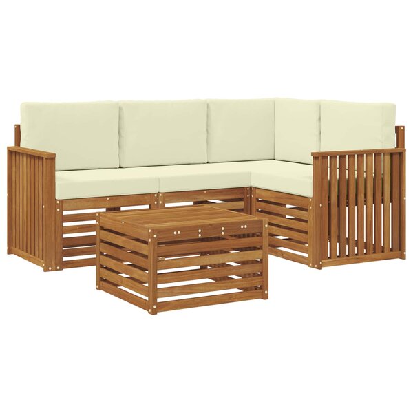 vidaXL Ensemble de canapés d'extérieur 5 pc Naturel et Crème Polyester