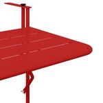vidaXL Table Suspendue de Balcon Rouge 60 x 39 x 65 cm Acier