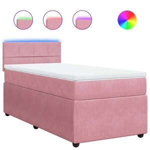 vidaXL Sommier à lattes de lit avec matelas Rose 90x200 cm Velours