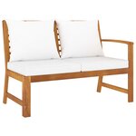 vidaXL Salon de jardin 5 Pièces avec coussin Crème Bois d'acacia solide