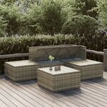vidaXL Salon de jardin 5 Pièces avec coussins Gris Résine tressée