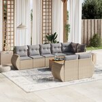 vidaXL Salon de jardin avec coussins 9 Pièces beige résine tressée