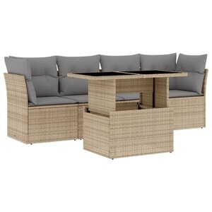 vidaXL Salon de jardin avec coussins 5 Pièces beige résine tressée