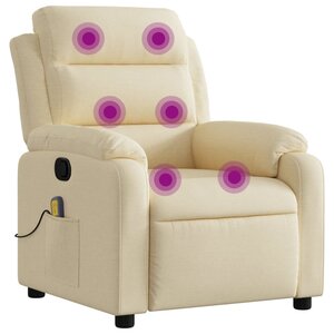vidaXL Fauteuil inclinable de massage crème tissu