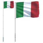 vidaXL Drapeau de l'Italie et mât 5 55 m Aluminium