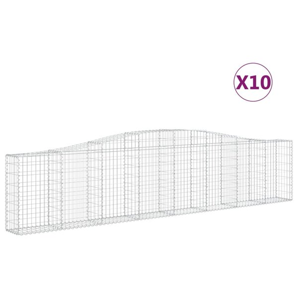 vidaXL Paniers à gabions arqués 10 Pièces 400x30x80/100 cm Fer galvanisé