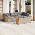 vidaXL Salon de jardin avec coussins 13 Pièces beige résine tressée