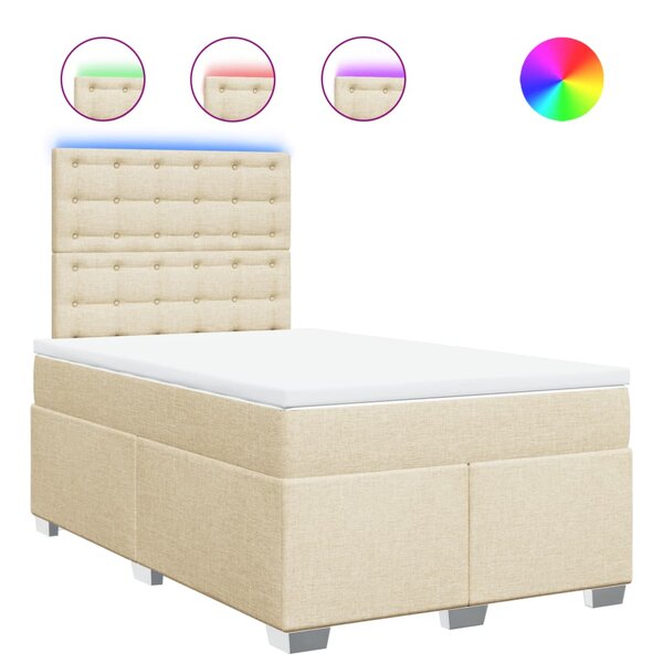 vidaXL Sommier à lattes de lit avec matelas crème 120x190 cm tissu