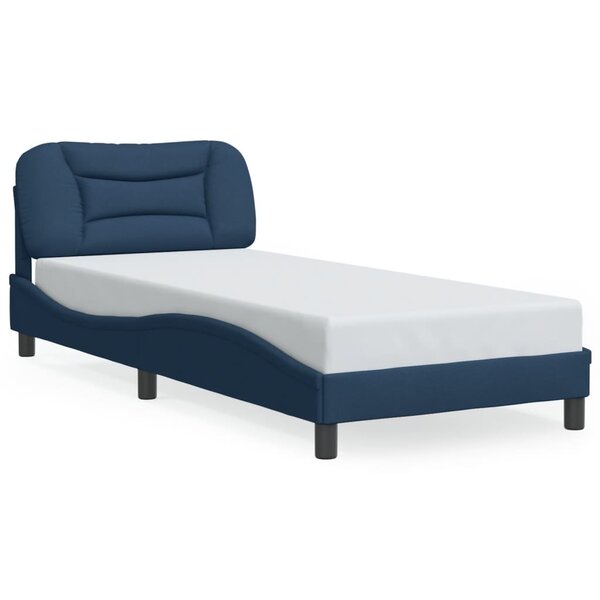 vidaXL Cadre de lit avec LED sans matelas Hvar bleu 90x200 cm tissu