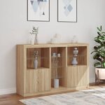vidaXL Buffet avec lumières LED chêne sonoma 162x37x100 cm