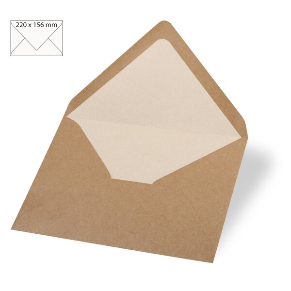 Enveloppe C6  kraft  FSC Recycled Credit  kraft  156x110mm  90g / m²  5 pces