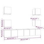 vidaXL Ensemble de meubles TV 7 Pièces Sonoma gris Bois d'ingénierie