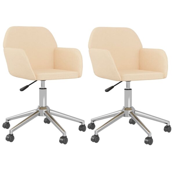 vidaXL Chaises pivotantes à manger lot de 2 Crème Tissu