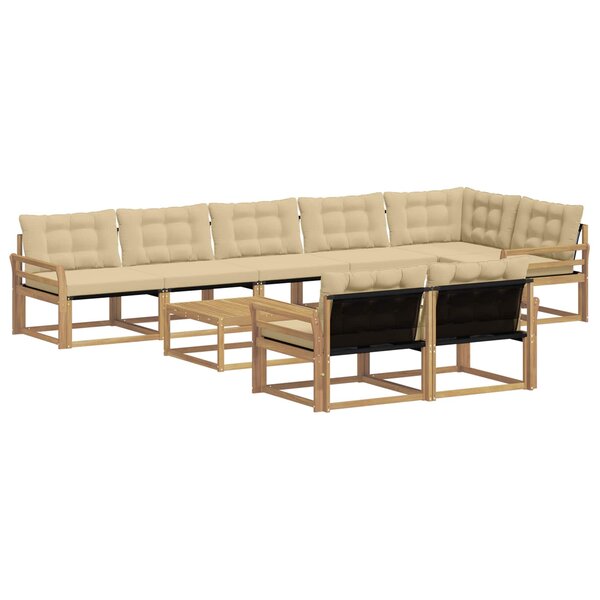vidaXL Ensemble de canapés d'extérieur 9 Pièces Blanc et Beige