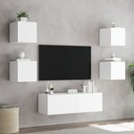 vidaXL Meuble TV muraux 5 Pièces avec lumières LED blanc