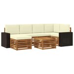 vidaXL Ensemble de canapés d'extérieur 7 pc Naturel et Crème Polyester
