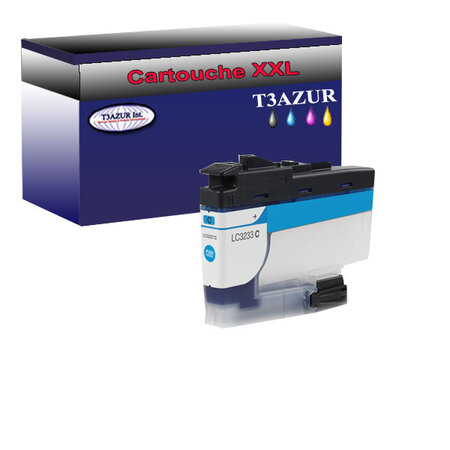 T3AZUR- Cartouche compatible avec Brother LC3233 XL Cyan pour Brother DCP-J1100DW  MFC-J1300DW