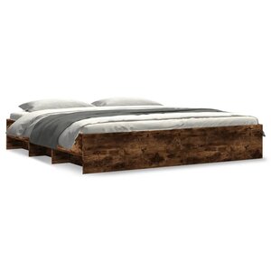 vidaXL Cadre de lit sans matelas chêne fumé 200x200 cm bois ingénierie