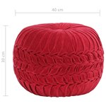 Vidaxl pouf velours de coton design de sarrau 40 x 30 cm rouge
